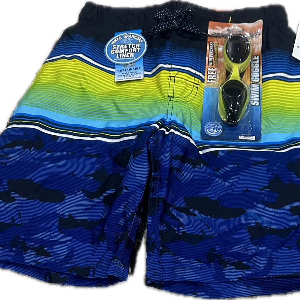 Boys swim short UPF 50+ with goggles